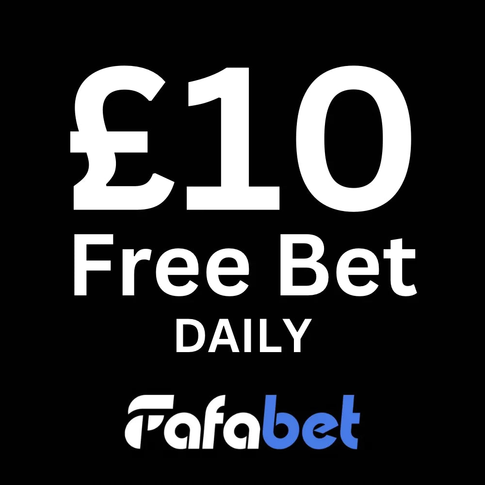 Graphic showing £10 free bet offer from Fafabet (Horse Racing 2nd to Favourite)