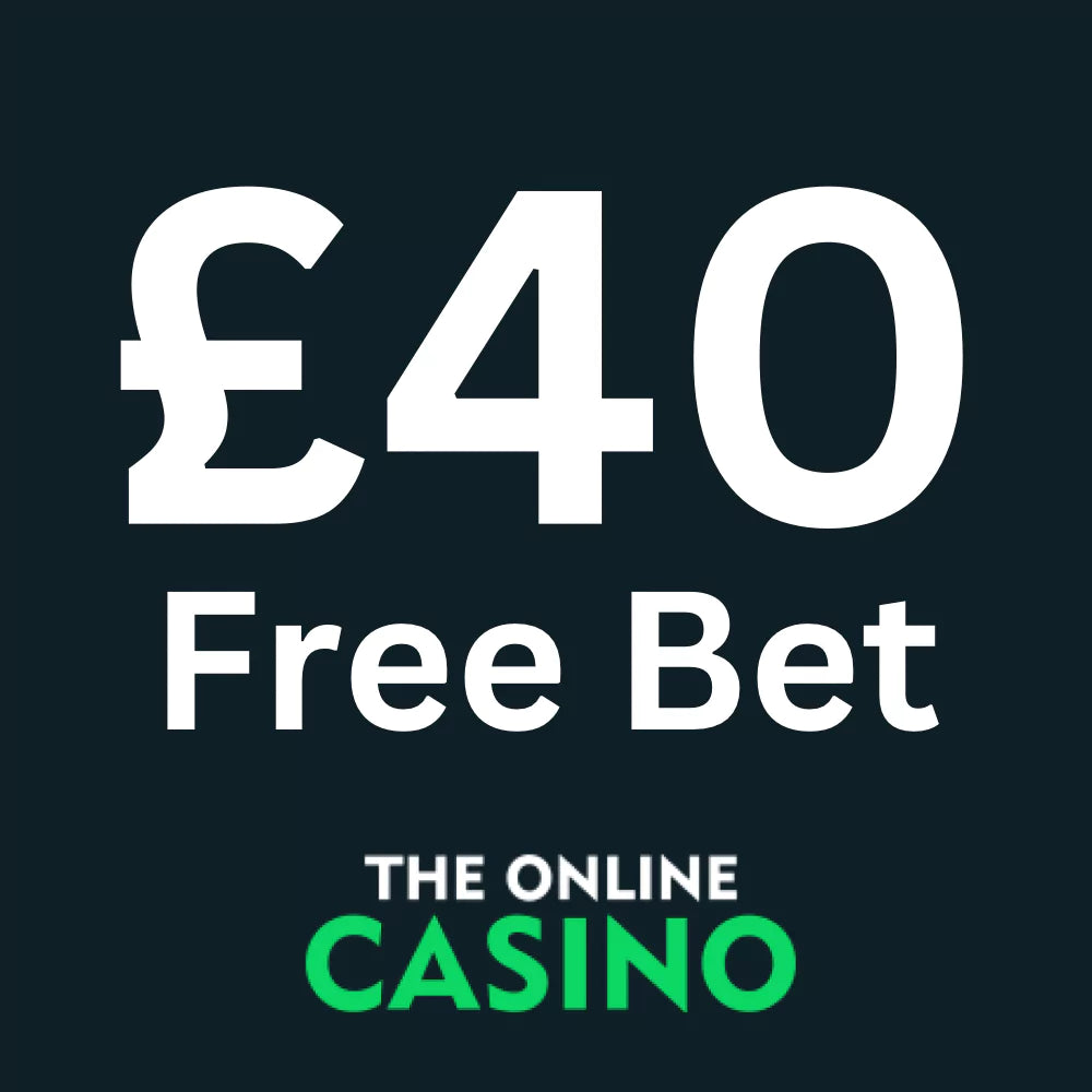 Graphic showing £40 free bet offer from The Online Casino