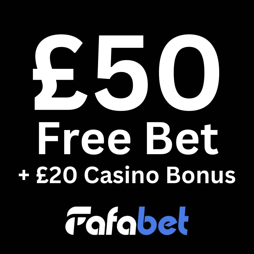Graphic showing £50 free bet offer from Fafabet