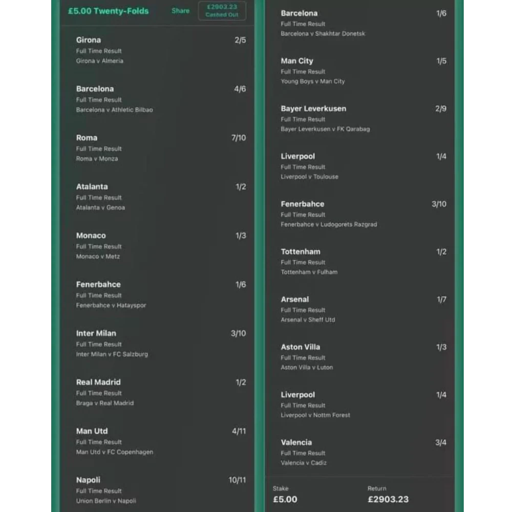 bet365 bet slip showing a £2,903.23 win from a £5 stake